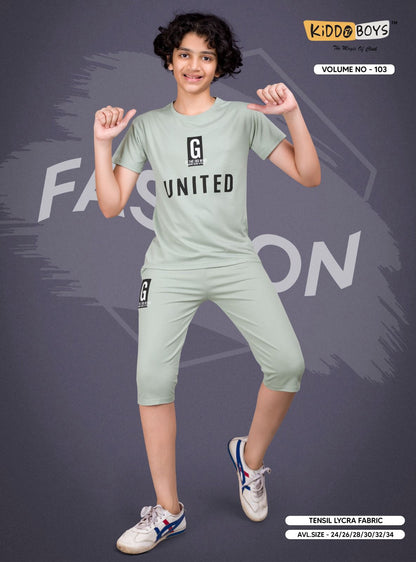 Vol 103 Kiddo Tencil Lycra Boys Capri Night Suit Manufacturer Gujarat