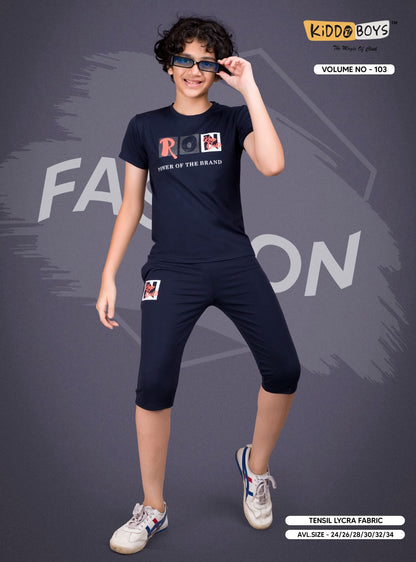 Vol 103 Kiddo Tencil Lycra Boys Capri Night Suit Manufacturer Gujarat