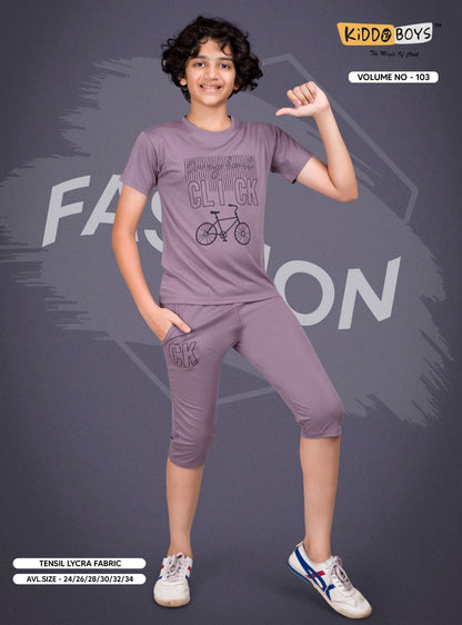 Vol 103 Kiddo Tencil Lycra Boys Capri Night Suit Manufacturer Gujarat
