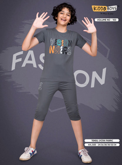 Vol 103 Kiddo Tencil Lycra Boys Capri Night Suit Manufacturer Gujarat