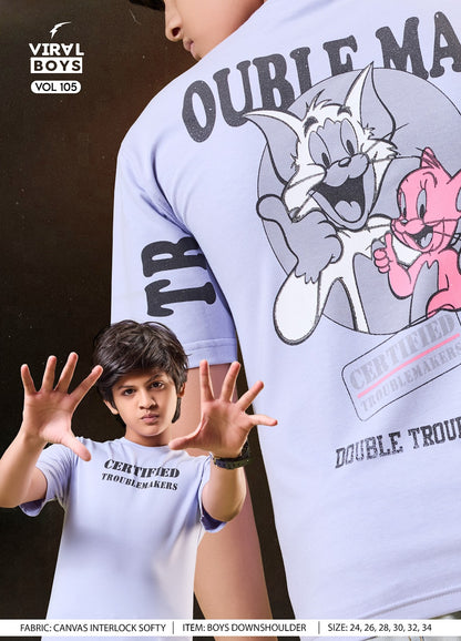 Vol 105 Viral Canvas Interlock Boys Tshirt Wholesale Price