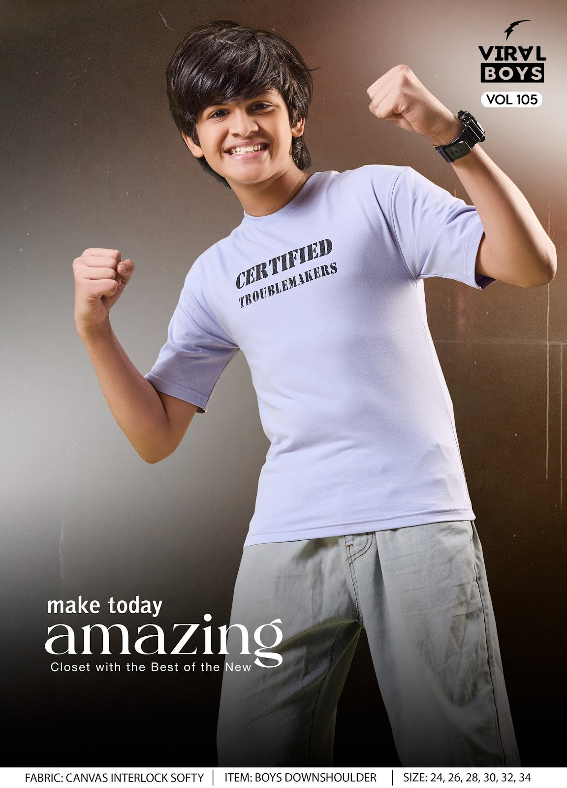 Vol 105 Viral Canvas Interlock Boys Tshirt Wholesale Price