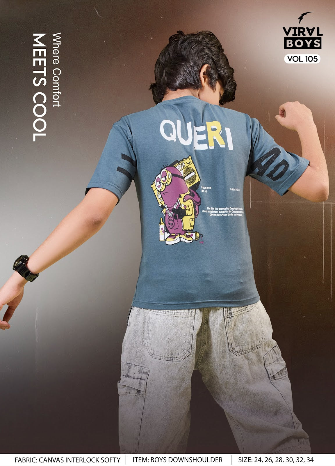 Vol 105 Viral Canvas Interlock Boys Tshirt Wholesale Price