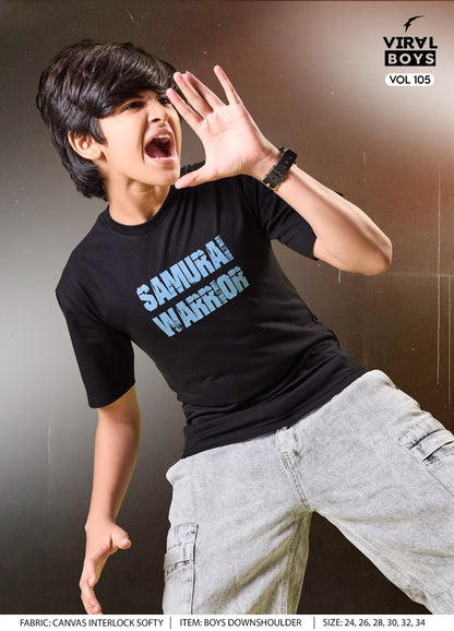 Vol 105 Viral Canvas Interlock Boys Tshirt Wholesale Price