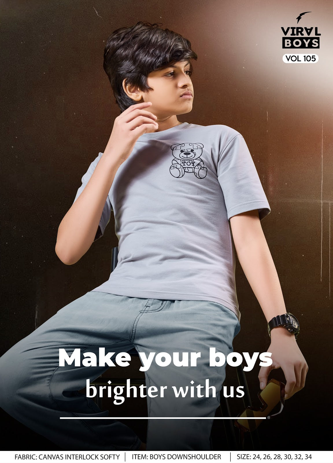 Vol 105 Viral Canvas Interlock Boys Tshirt Wholesale Price