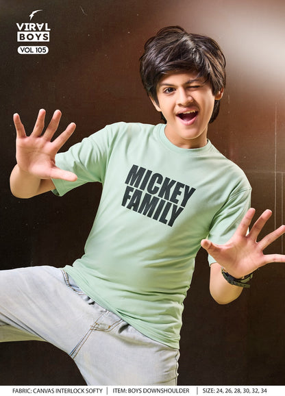 Vol 105 Viral Canvas Interlock Boys Tshirt Wholesale Price