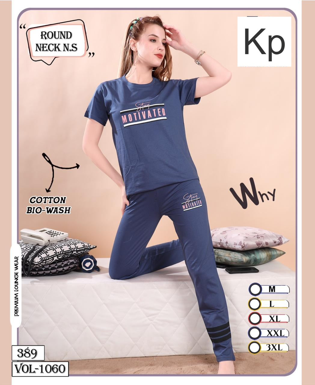 Vol 1060 Kp Cotton Biowashed Pyjama Night Suits Wholesale Price