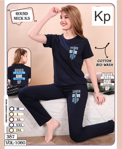 Vol 1060 Kp Cotton Biowashed Pyjama Night Suits Wholesale Price
