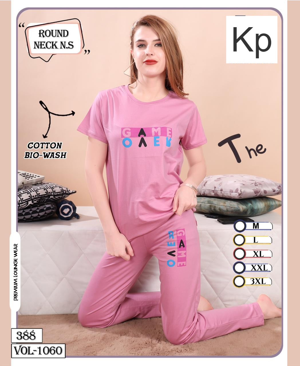 Vol 1060 Kp Cotton Biowashed Pyjama Night Suits Wholesale Price