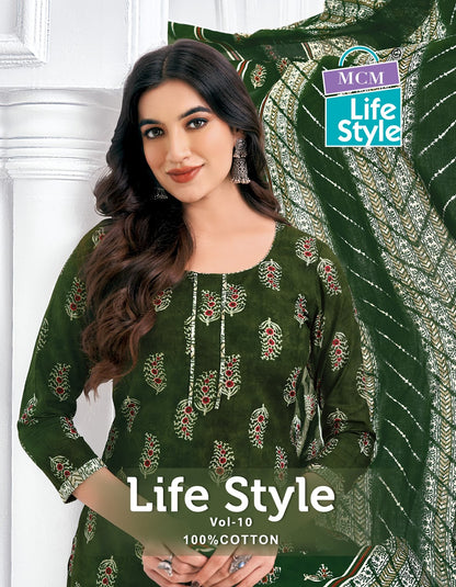 Vol 10 Mcm Lifestyle Cotton Readymade Pant Style Suits Wholesaler Gujarat