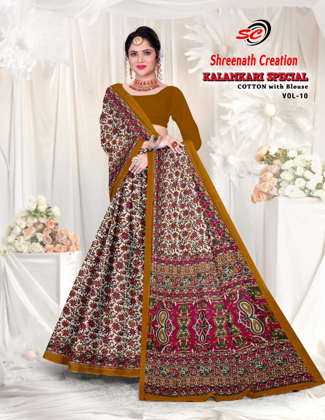 Vol 10 Shreenath Creation Kalamkari Cotton Sarees Wholesale Price