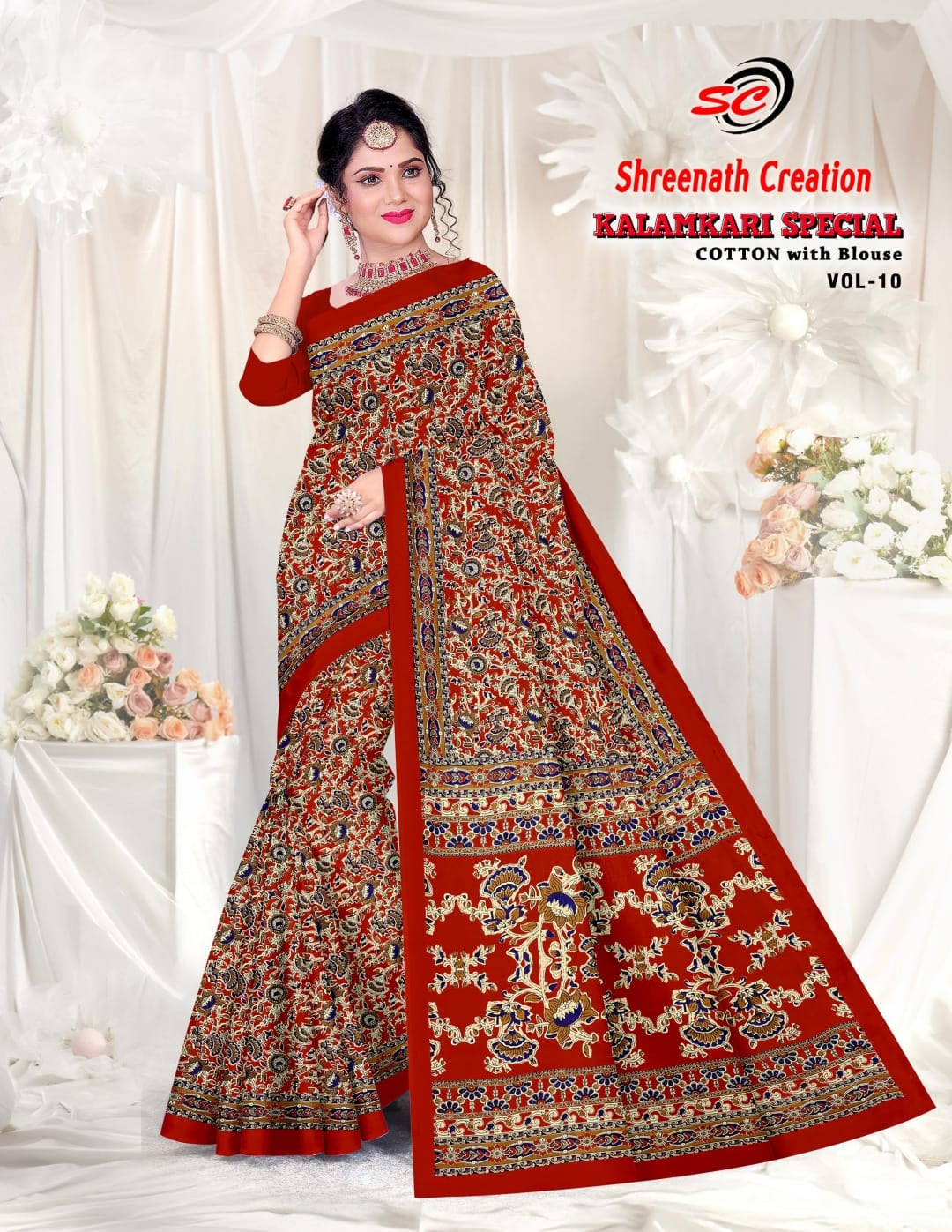 Vol 10 Shreenath Creation Kalamkari Cotton Sarees Wholesale Price