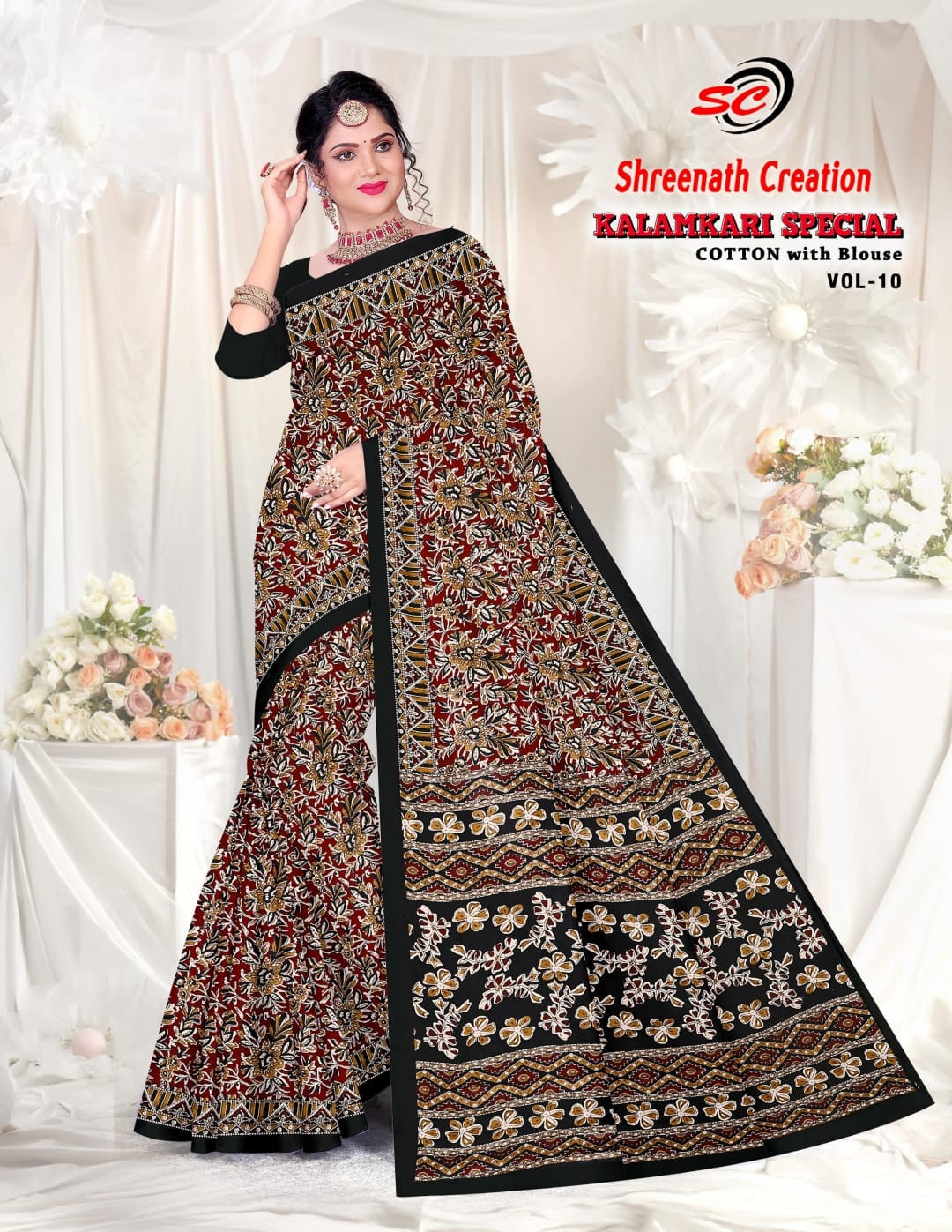 Vol 10 Shreenath Creation Kalamkari Cotton Sarees Wholesale Price