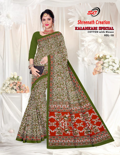 Vol 10 Shreenath Creation Kalamkari Cotton Sarees Wholesale Price