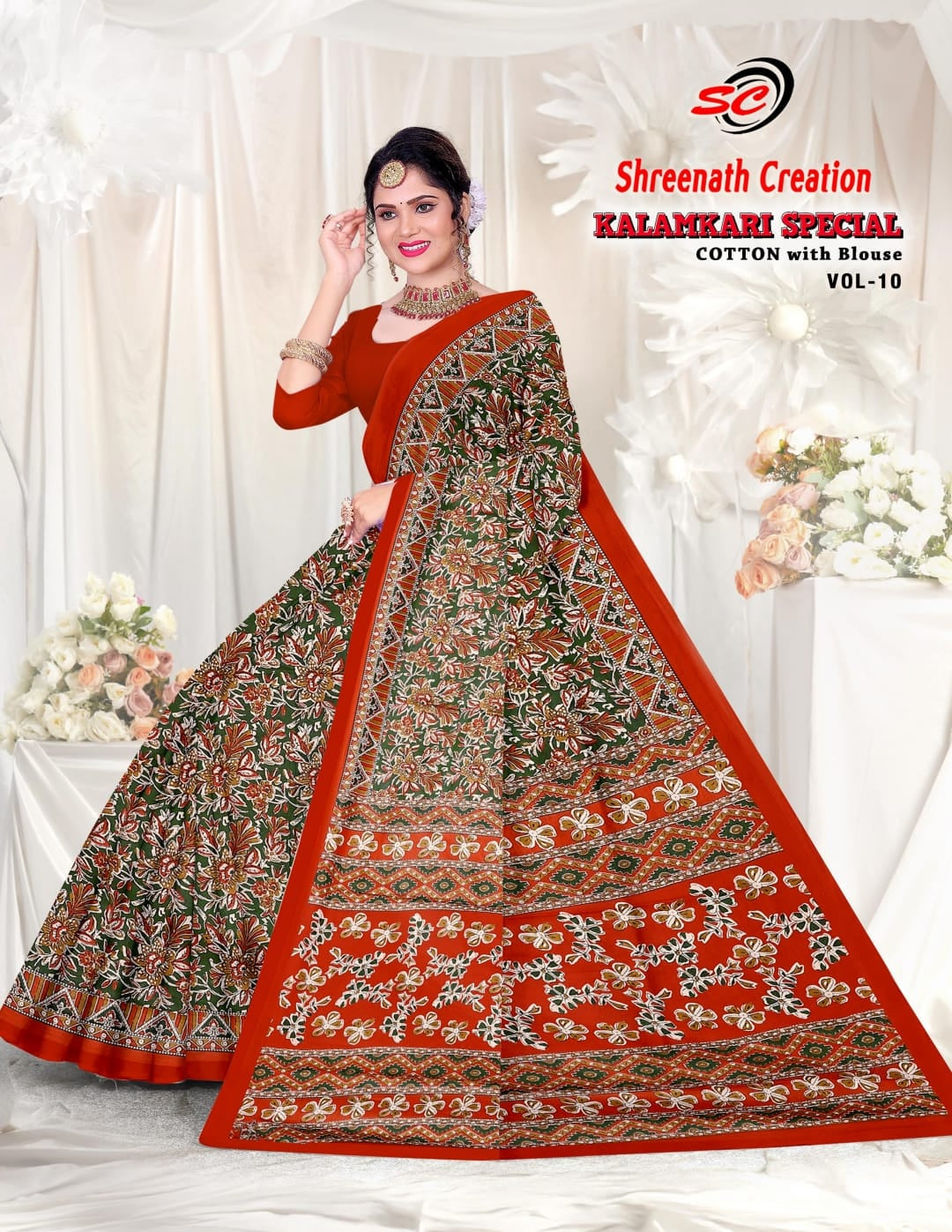 Vol 10 Shreenath Creation Kalamkari Cotton Sarees Wholesale Price