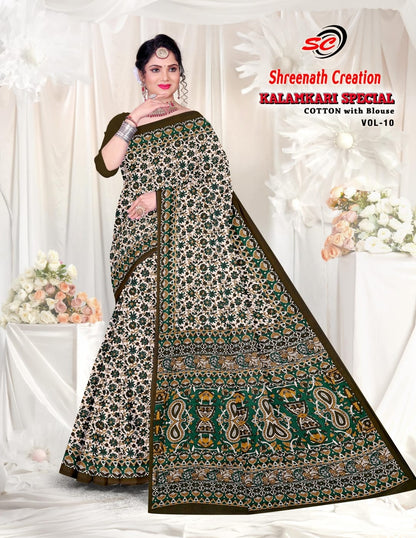Vol 10 Shreenath Creation Kalamkari Cotton Sarees Wholesale Price