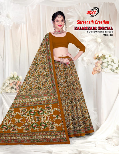 Vol 10 Shreenath Creation Kalamkari Cotton Sarees Wholesale Price