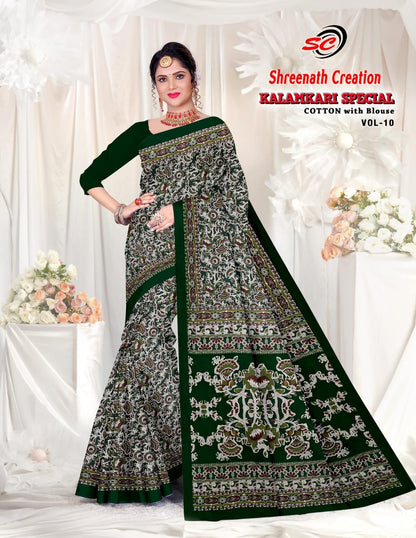 Vol 10 Shreenath Creation Kalamkari Cotton Sarees Wholesale Price