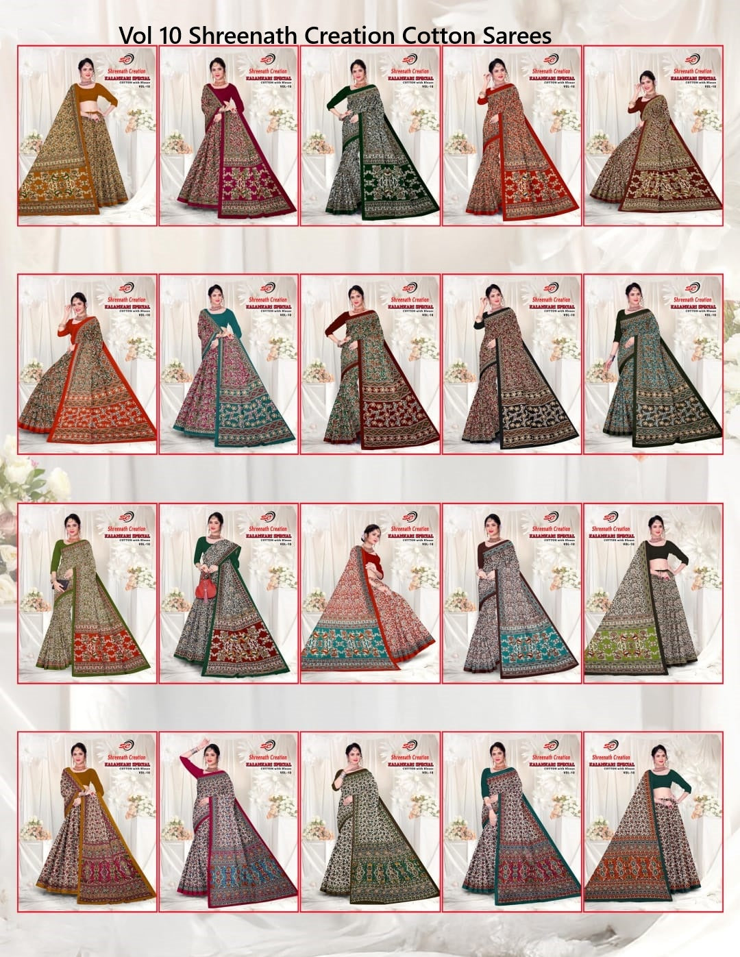 Vol 10 Shreenath Creation Kalamkari Cotton Sarees Wholesale Price