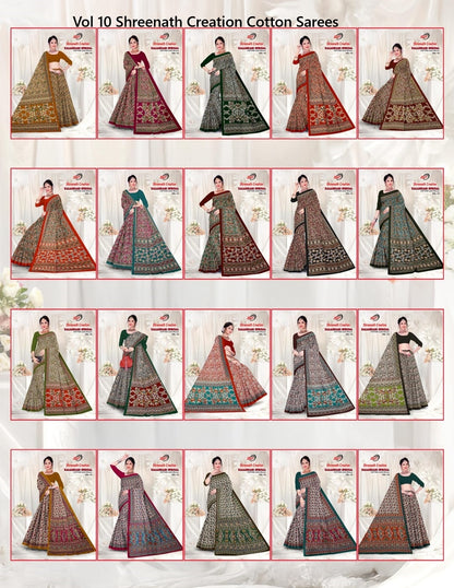 Vol 10 Shreenath Creation Kalamkari Cotton Sarees Wholesale Price