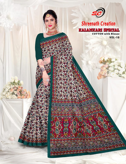 Vol 10 Shreenath Creation Kalamkari Cotton Sarees Wholesale Price