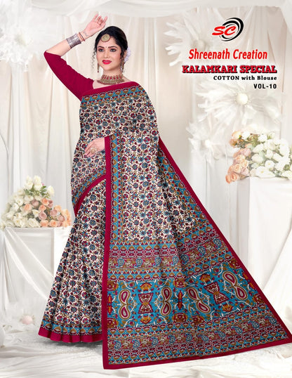 Vol 10 Shreenath Creation Kalamkari Cotton Sarees Wholesale Price