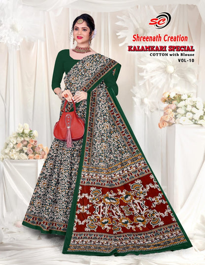 Vol 10 Shreenath Creation Kalamkari Cotton Sarees Wholesale Price