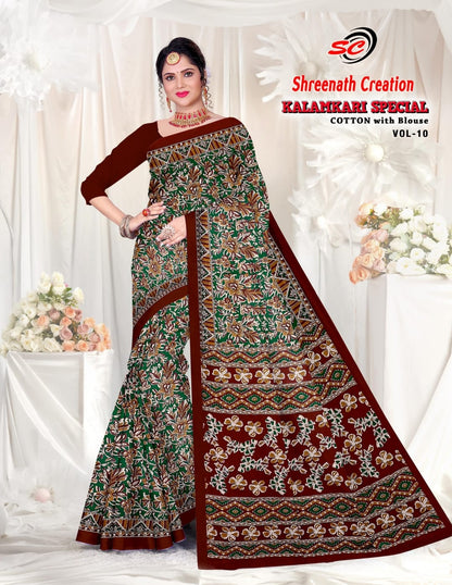 Vol 10 Shreenath Creation Kalamkari Cotton Sarees Wholesale Price