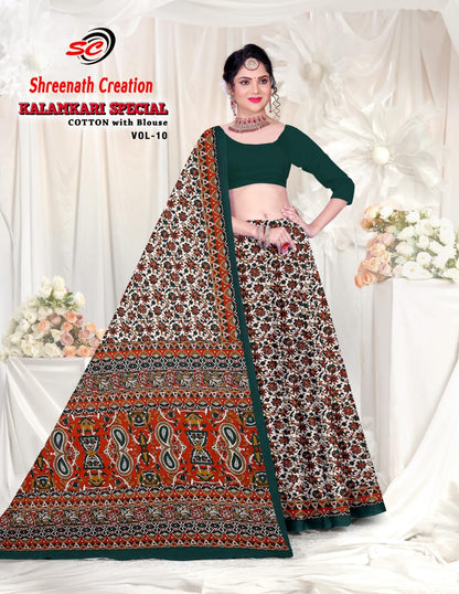 Vol 10 Shreenath Creation Kalamkari Cotton Sarees Wholesale Price