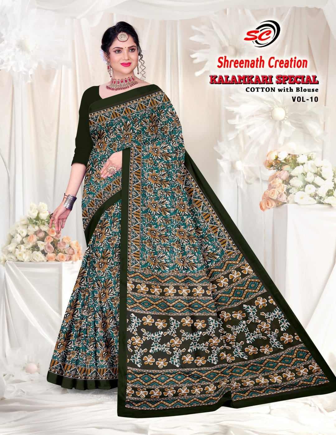 Vol 10 Shreenath Creation Kalamkari Cotton Sarees Wholesale Price