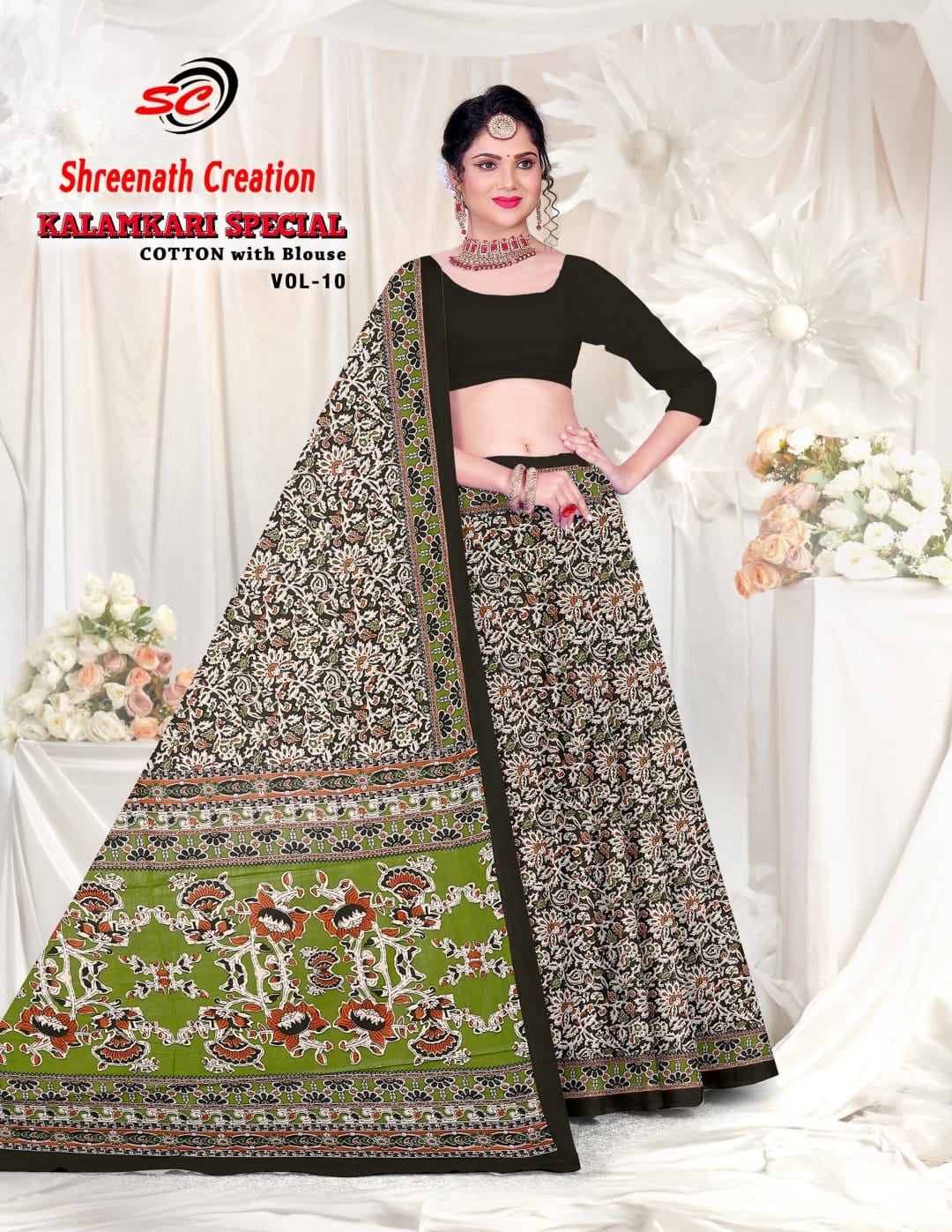 Vol 10 Shreenath Creation Kalamkari Cotton Sarees Wholesale Price