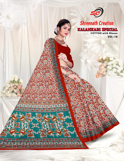 Vol 10 Shreenath Creation Kalamkari Cotton Sarees Wholesale Price