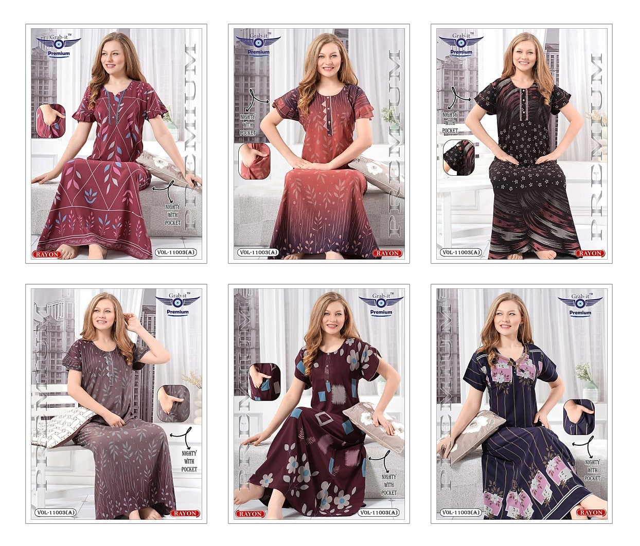 Vol 11003 A Grab It Rayon Night Gowns Exporter