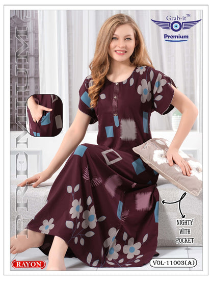 Vol 11003 A Grab It Rayon Night Gowns Exporter