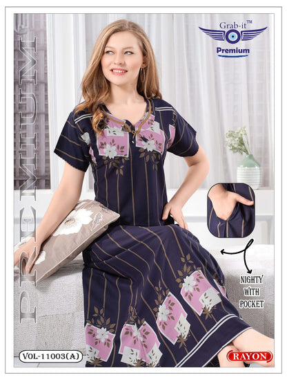 Vol 11003 A Grab It Rayon Night Gowns Exporter