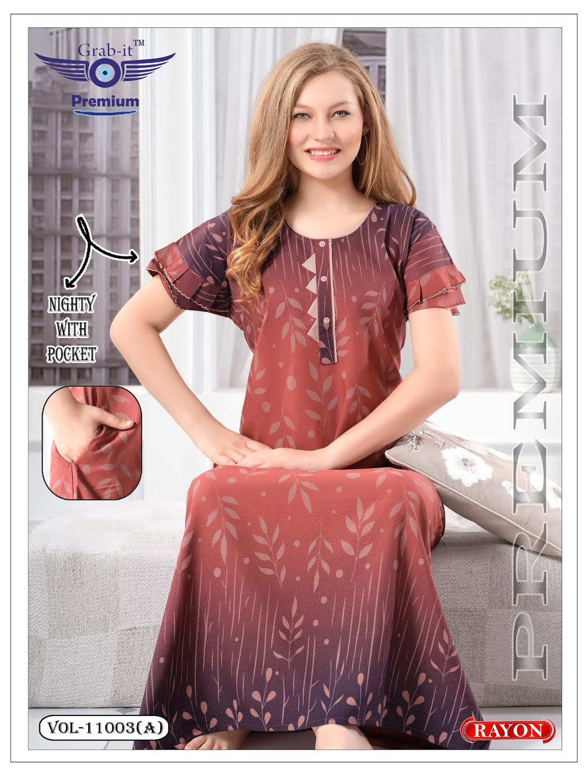 Vol 11003 A Grab It Rayon Night Gowns Exporter
