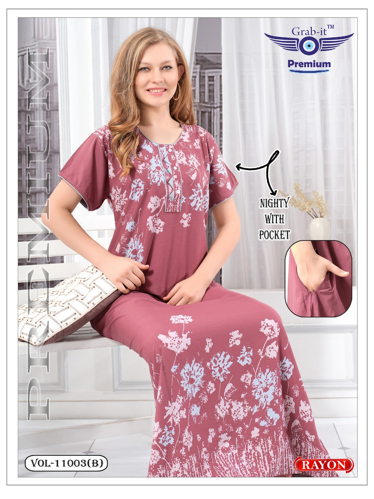 Vol 11003 B Grab It Rayon Night Gowns Exporter Gujarat