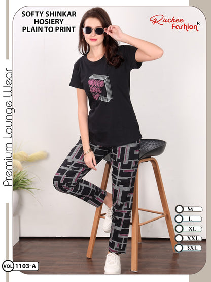 Vol 1103 Ruchee Fashion Sinker Pyjama Night Suits Wholesale Rate
