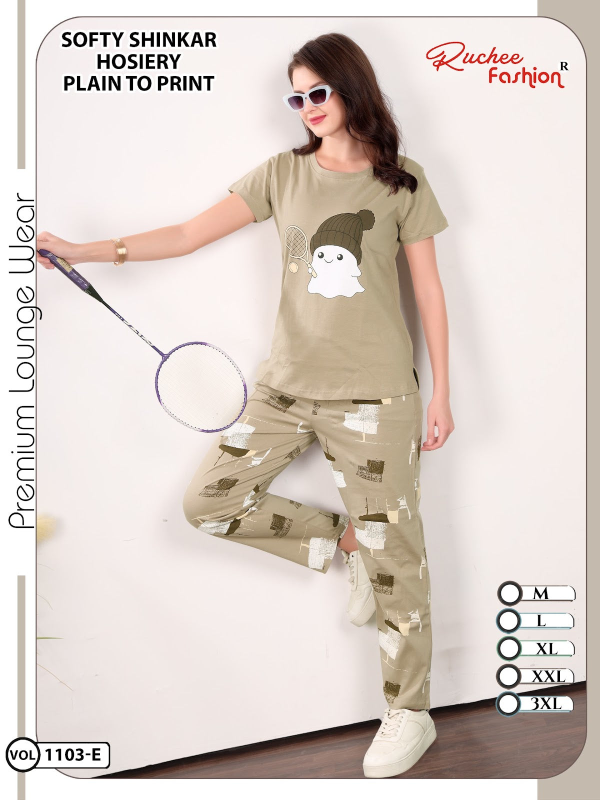 Vol 1103 Ruchee Fashion Sinker Pyjama Night Suits Wholesale Rate