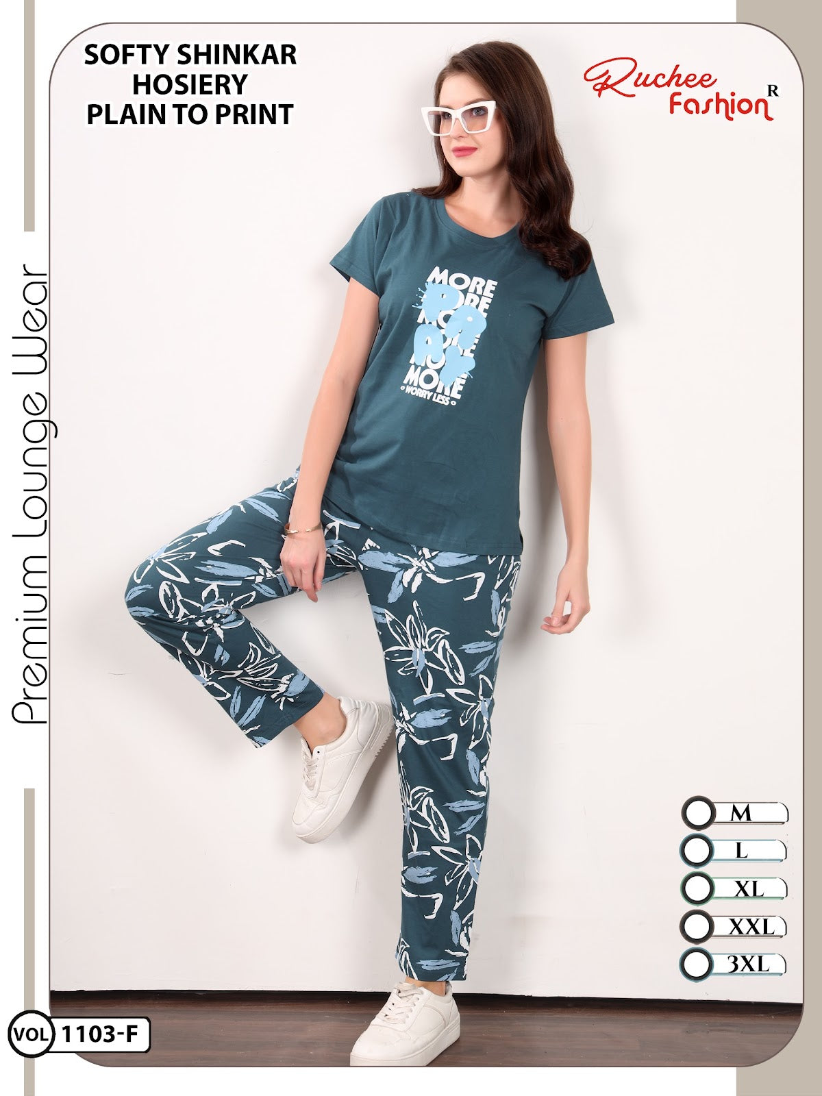 Vol 1103 Ruchee Fashion Sinker Pyjama Night Suits Wholesale Rate