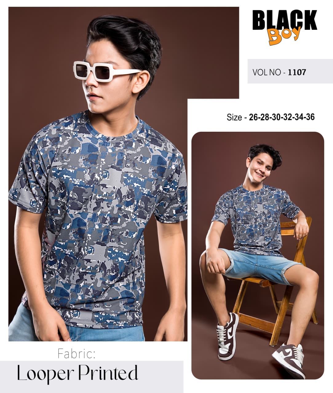 Vol 1107 Black Aop Boys Tshirt Wholesaler Gujarat