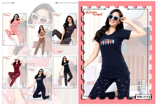 Vol 1112 3108 Ruchee Fashion Hosiery Sinker Pyjama Night Suits Manufacturer Gujarat