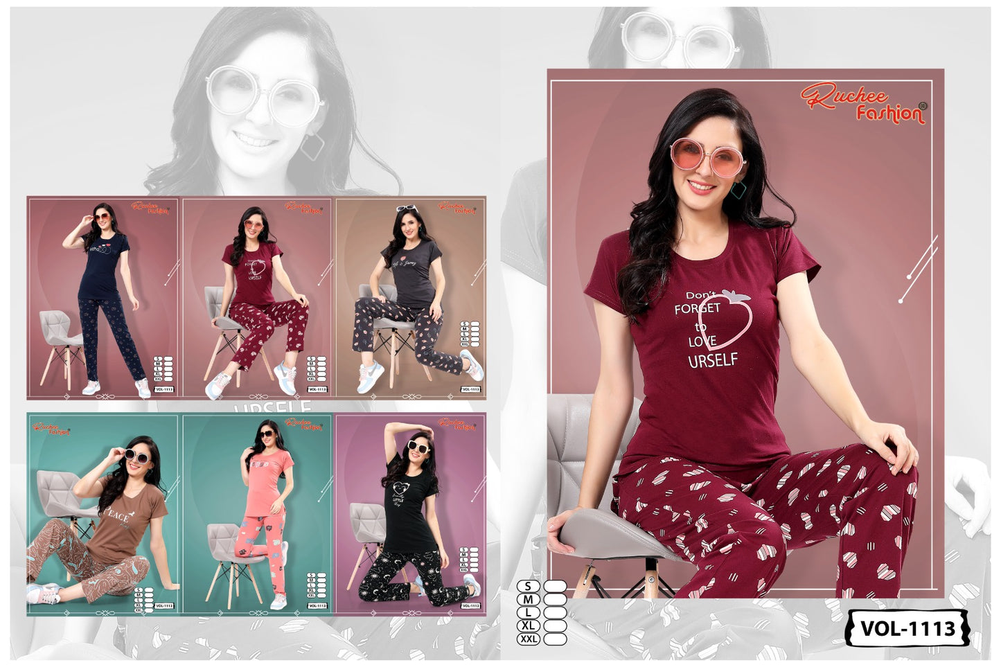 Vol 1113 Ruchee Fashion Hosiery Sinker Pyjama Night Suits Supplier Gujarat