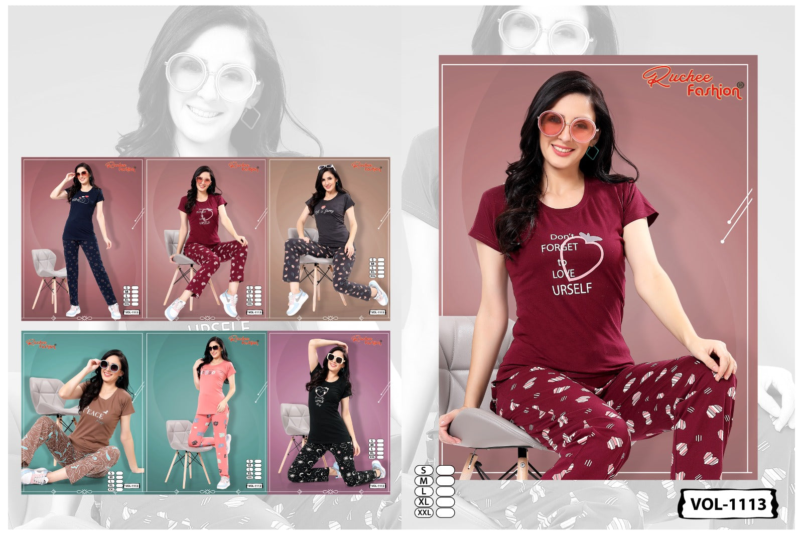 Vol 1113 Ruchee Fashion Hosiery Sinker Pyjama Night Suits Supplier Gujarat