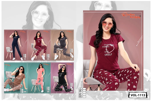 Vol 1113 Ruchee Fashion Hosiery Sinker Pyjama Night Suits Supplier Gujarat