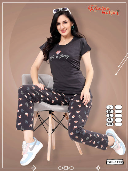 Vol 1113 Ruchee Fashion Hosiery Sinker Pyjama Night Suits Supplier Gujarat