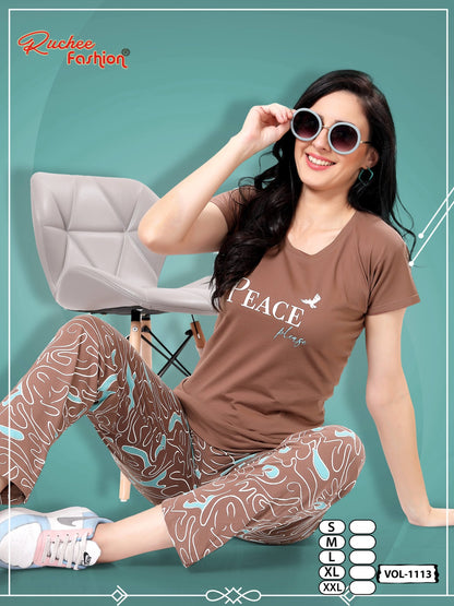 Vol 1113 Ruchee Fashion Hosiery Sinker Pyjama Night Suits Supplier Gujarat