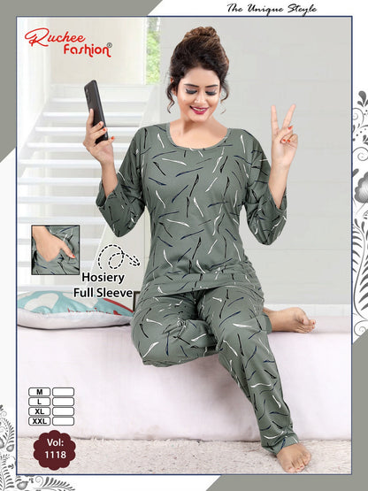 Vol 1118 Ruchee Fashion Hosiery Full Sleeve Night Suits Manufacturer Gujarat