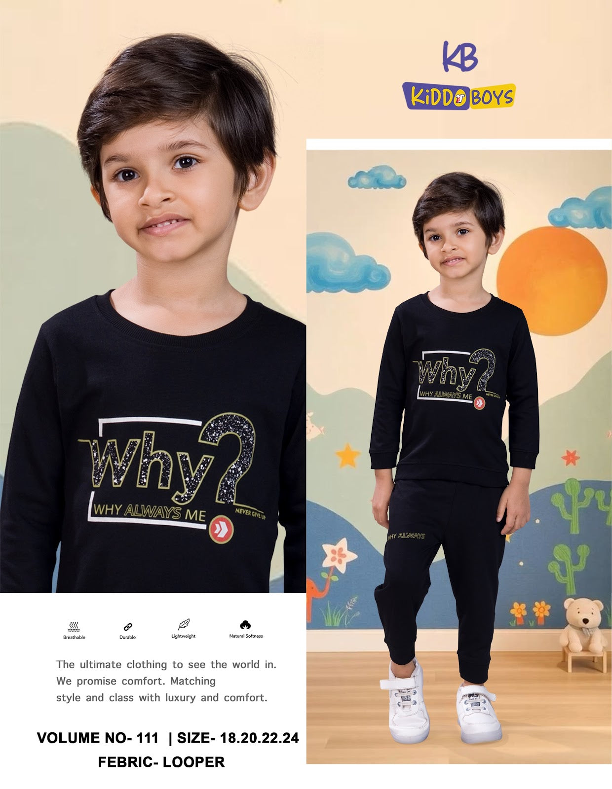 Vol 111 Kiddo Looper Boys Pant Set Manufacturer India