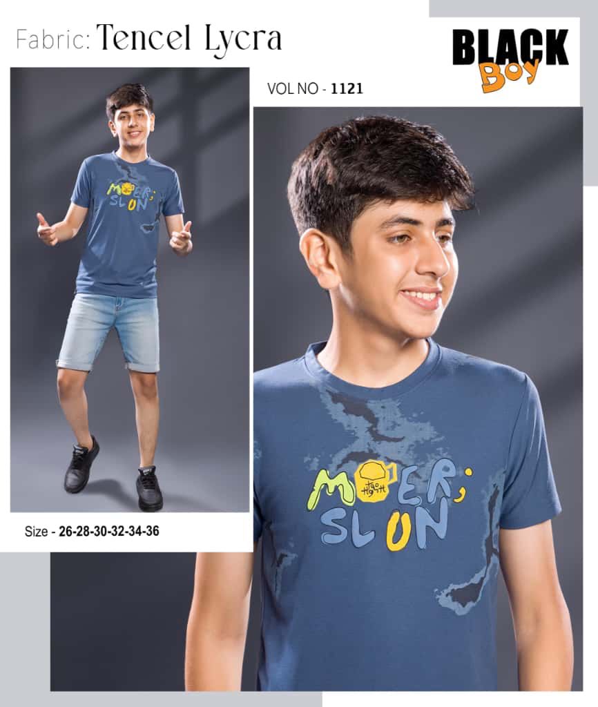 Vol 1121 Black Tencil Lycra Boys Tshirt Manufacturer Ahmedabad